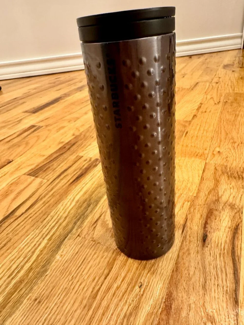 Starbucks 2012 Vintage Stainless Steel Tumbler Brown Bronze Dimpled Dot 16oz - Picture 2 of 8
